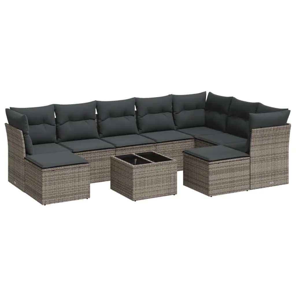 Garden Sofa Set PE Poly Rattan 10 Piece Modular Outdoor Patio Furniture Grey