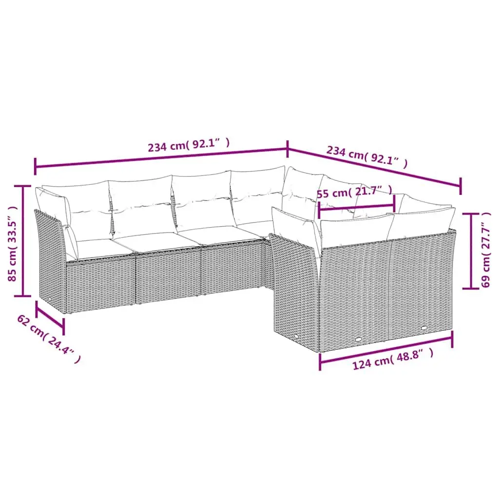 Black Modular 8 Piece Garden Sofa Set