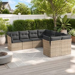 Premium 8-Piece Grey Garden Sofa Set with Cushions
