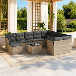 Durable 11 Piece Grey Garden Sofa Set with Cushions