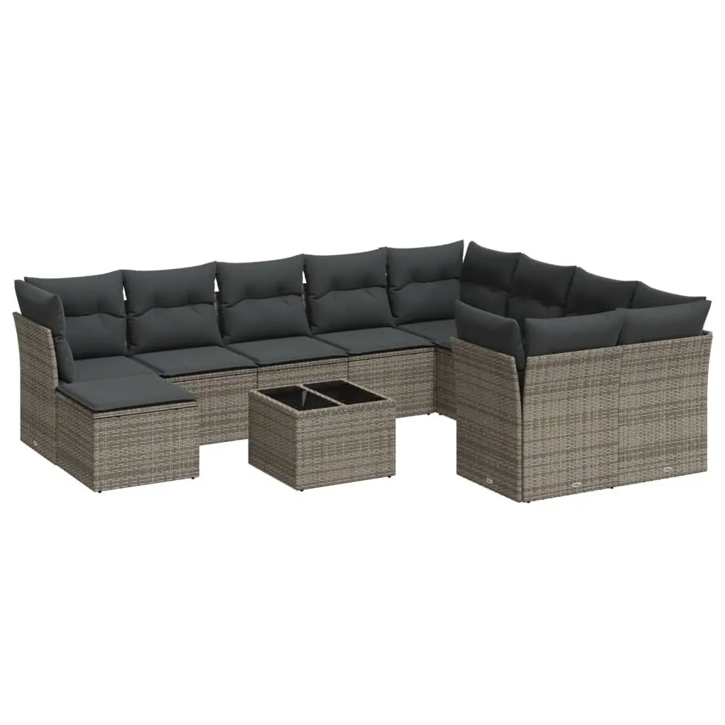 11 Piece Grey Garden Sofa Set with Cushions
