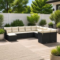 Durable Black Garden Sofa Set 11 Piece Patio Furniture