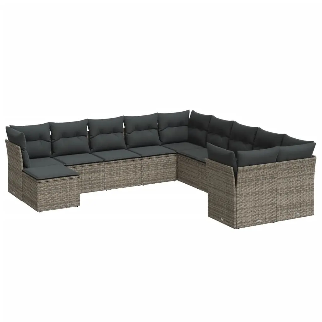 Garden Sofa Set PE Rattan 11 Piece Modular Grey Outdoor Furniture