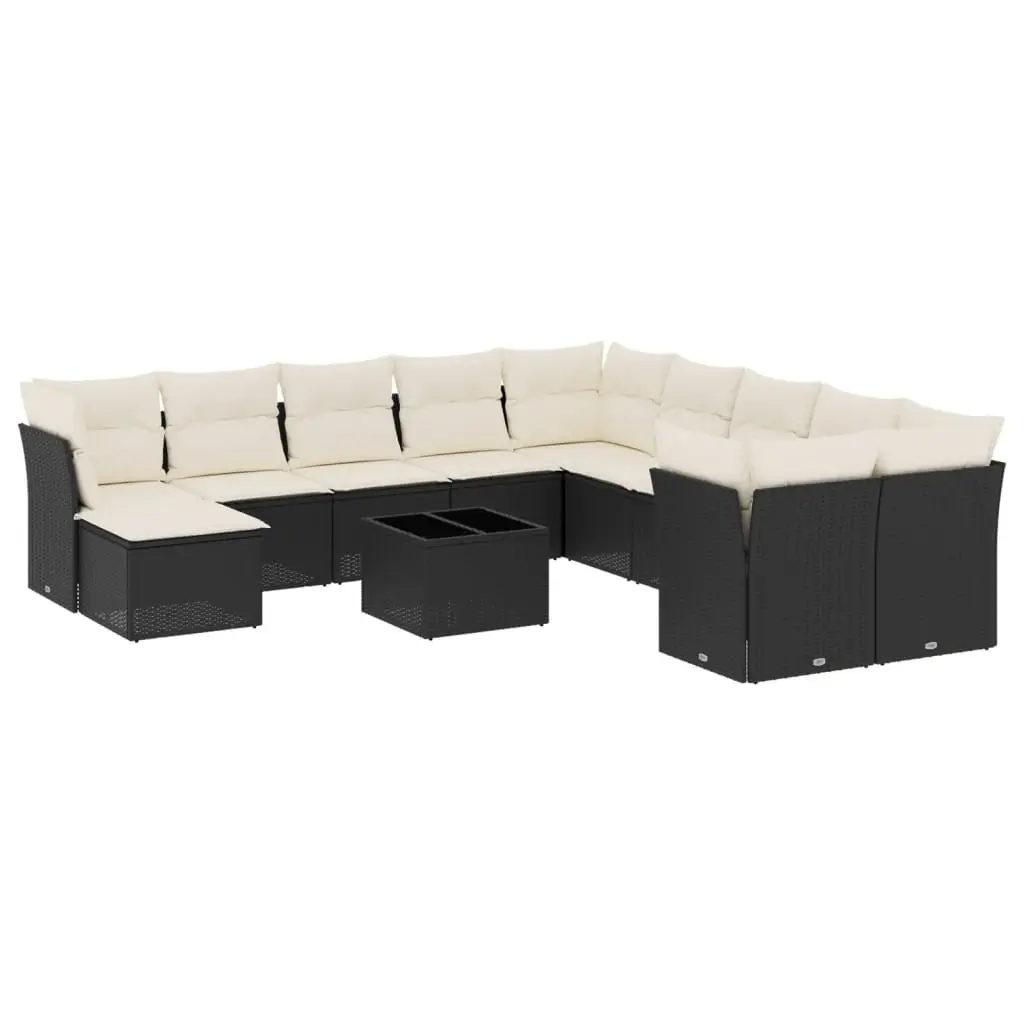 Garden Sofa Set PE Rattan 12 Piece Outdoor Furniture Modular Seating Black