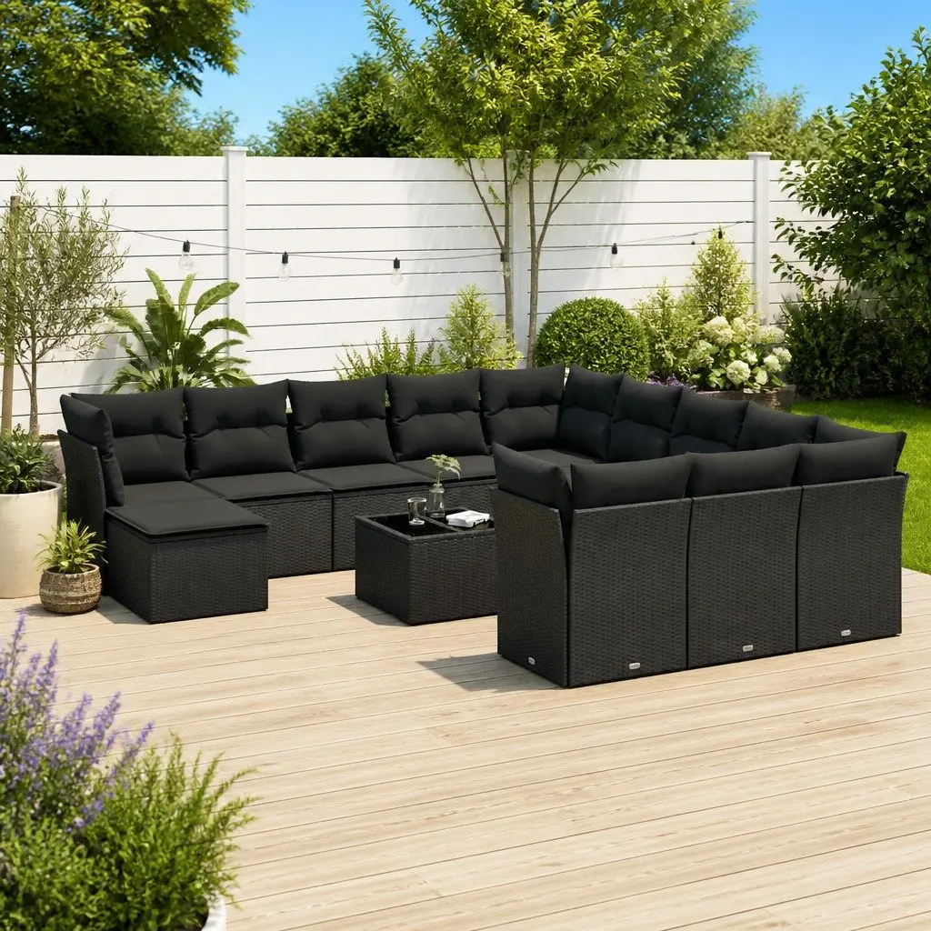 Garden Sofa Set PE Rattan 13 Piece Outdoor Furniture Patio Black Modular