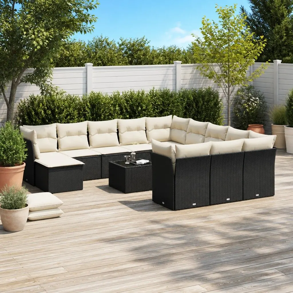 Garden Sofa Set PE Rattan 13 Piece Outdoor Furniture Patio Seating Black