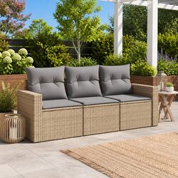 Modular Garden Sofa Set 3 Piece Outdoor Furniture Beige