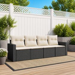 Durable 4 Piece Outdoor Garden Sofa Set in Black
