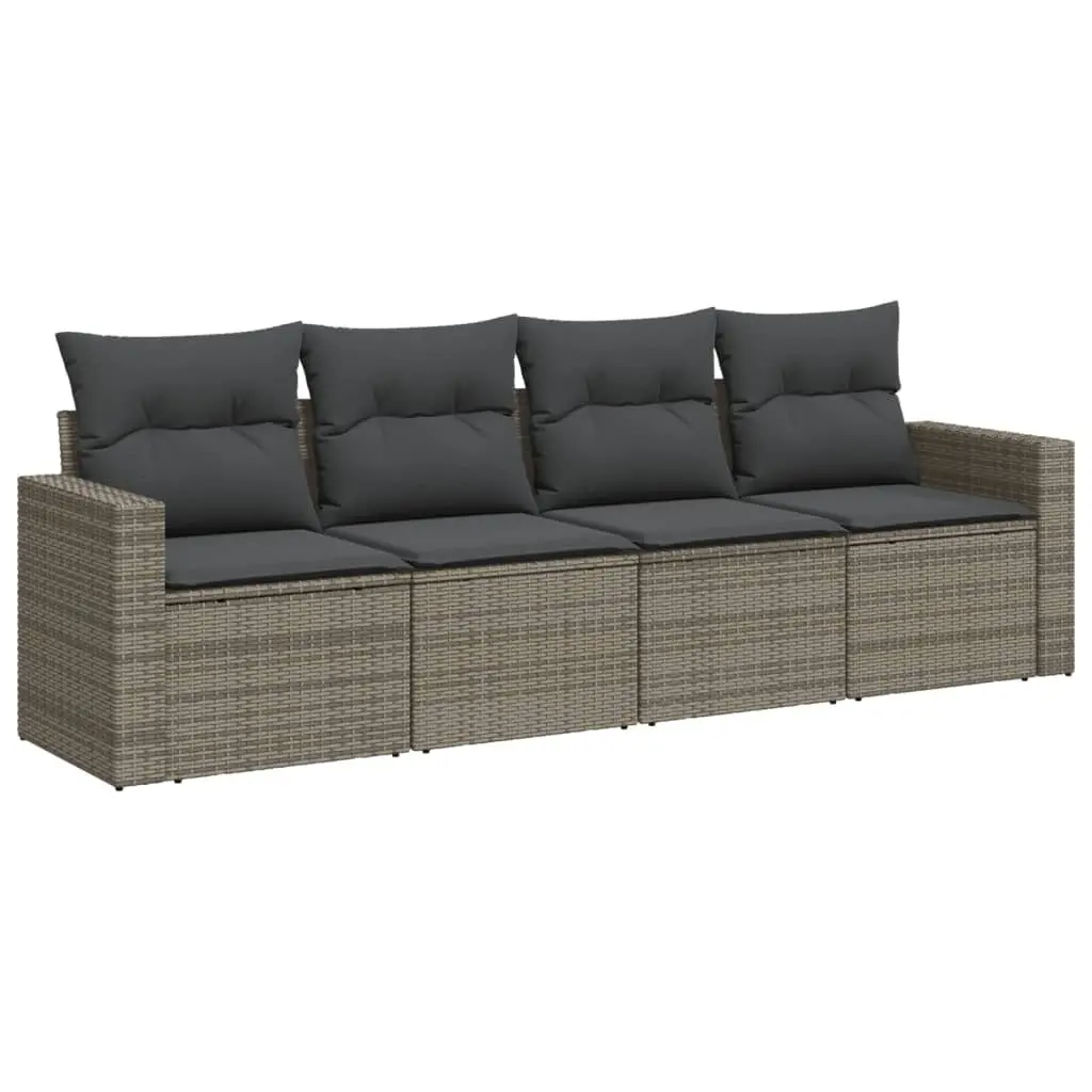 Garden Sofa Set PE Rattan 4 Piece Modular Lounge Grey