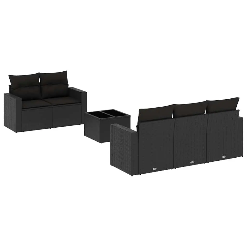 Garden Sofa Set PE Rattan 6 Piece Black Modular Outdoor Furniture