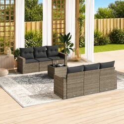 Durable 7 Piece Modular Garden Sofa Set in Grey
