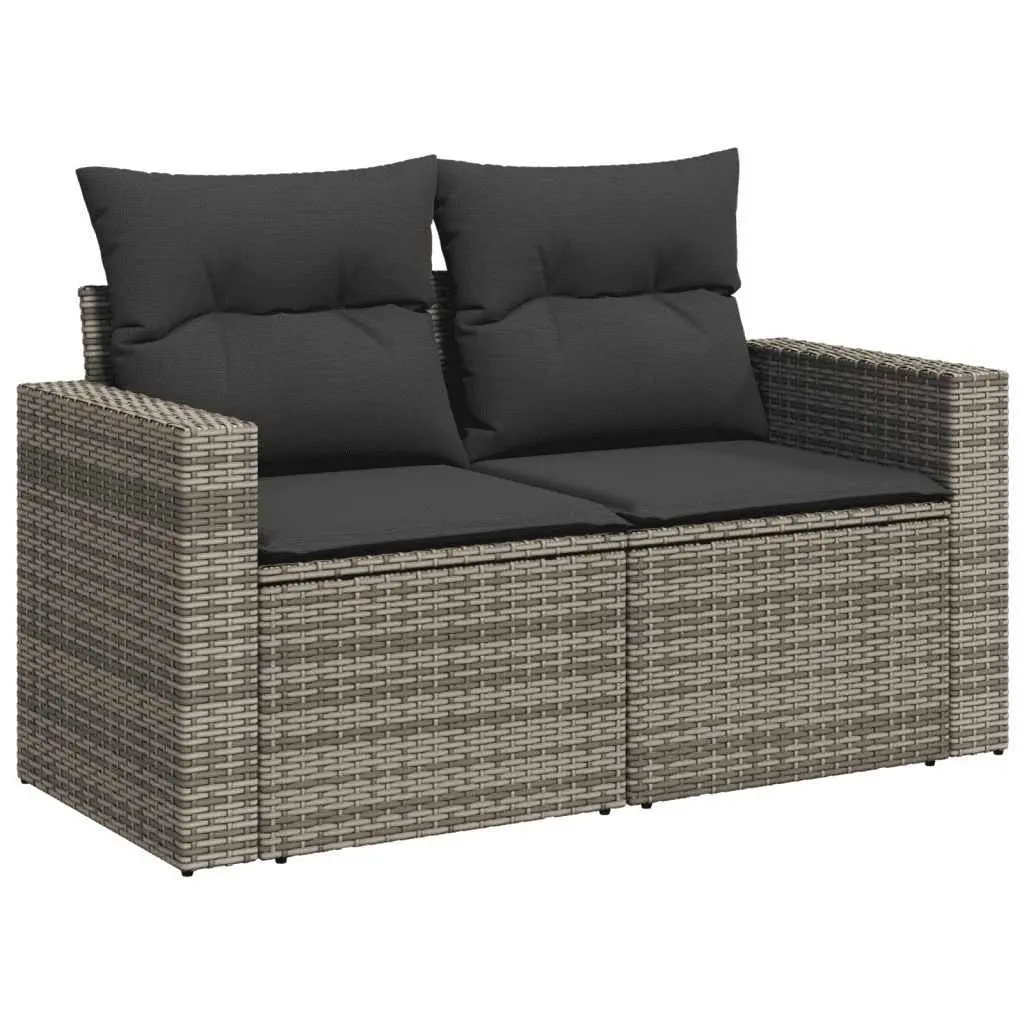 Grey Poly Rattan 8 Piece Garden Sofa Set with Cushions