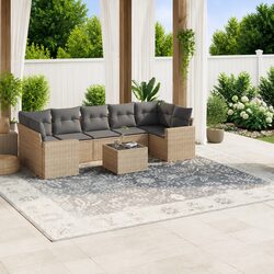 8 Piece Outdoor Patio Sofa Set in Beige with Cushions