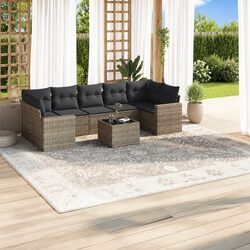 Durable 8 Piece Grey Modular Outdoor Sofa Set
