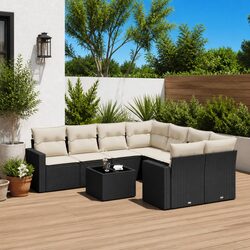 Durable 9 Piece Garden Sofa Set with Cushions for Outdoor