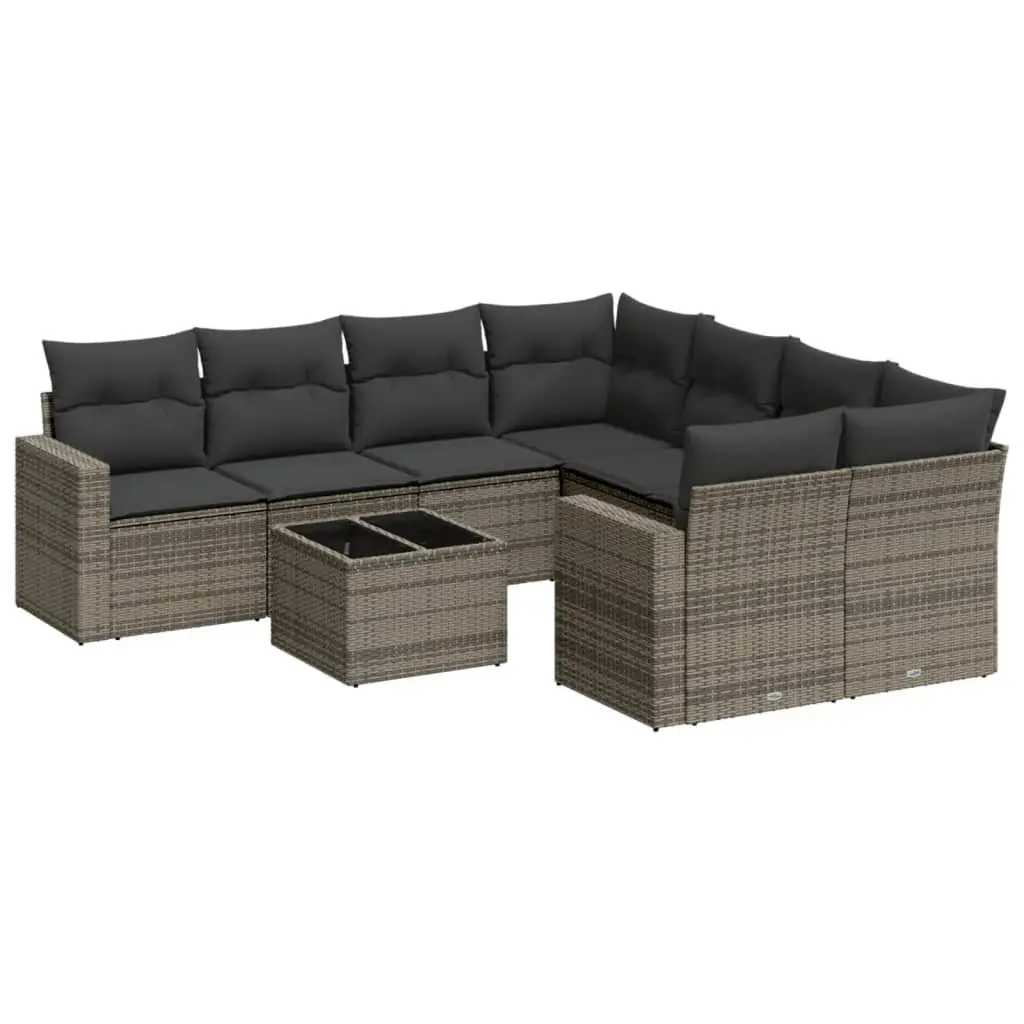 Garden Sofa Set 9 Piece Outdoor Furniture Grey with Cushions Patio Seating