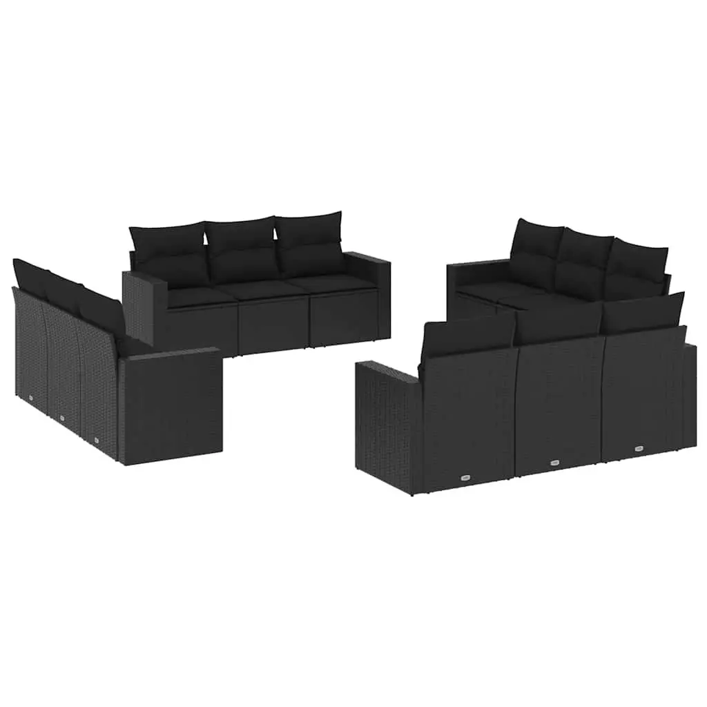 12 Piece Modular Garden Sofa Set in Black