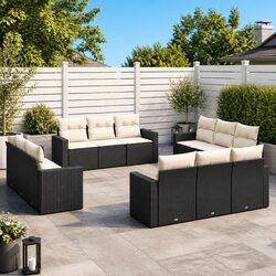 Durable 12 Piece Modular Garden Sofa Set in Black