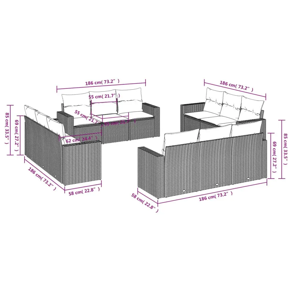 Garden Sofa Set 12 Piece Outdoor Furniture
