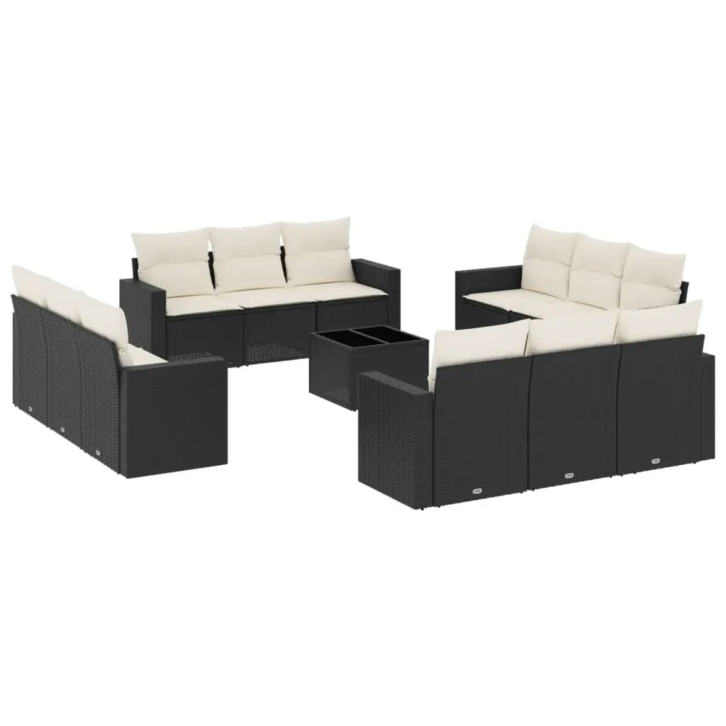 13 Piece Black Modular Rattan Sofa Set
