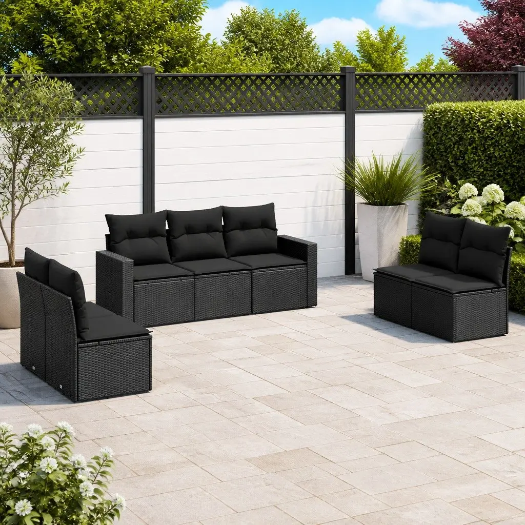 7 Piece Modular Garden Sofa Set in Black