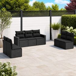 Premium 7 Piece Modular Garden Sofa Set in Black