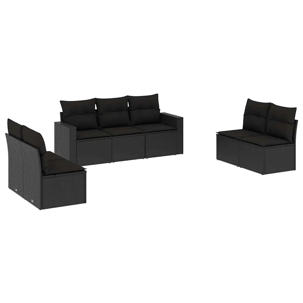 7 Piece Modular Garden Sofa Set in Black