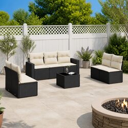 Durable Black Modular Garden Sofa Set with Cushions