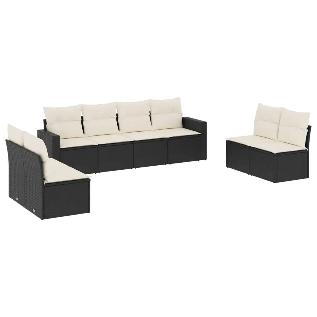 Garden Sofa Set PE Rattan 8 Piece Outdoor Furniture Black Patio Seating
