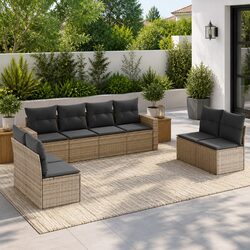 8-Piece Modular Garden Sofa Set in Grey with Cushions