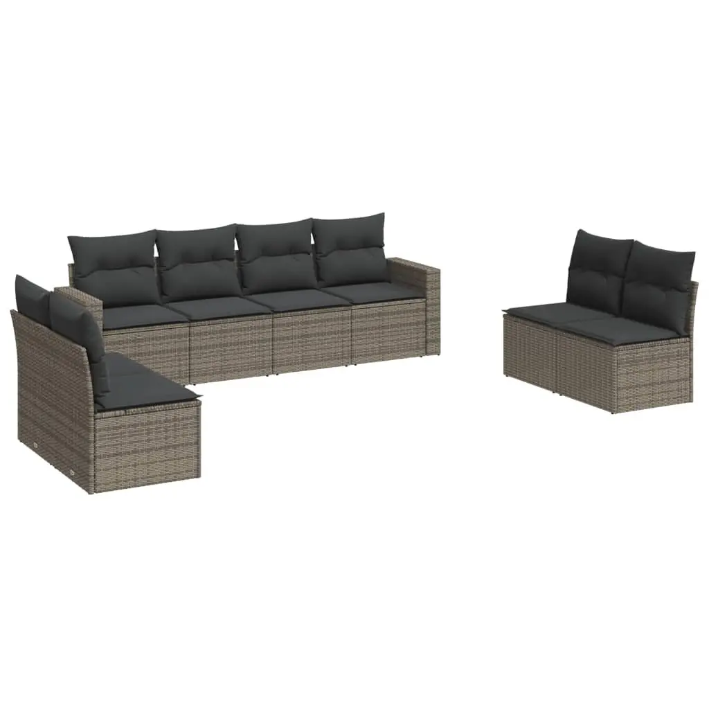 8-Piece Modular Garden Sofa Set in Grey with Cushions