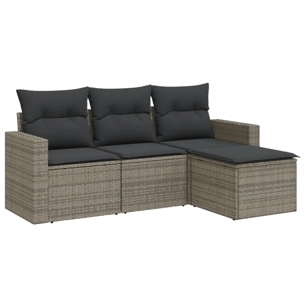 4 Piece Garden Sofa Set PE Rattan Modular Outdoor Furniture Grey