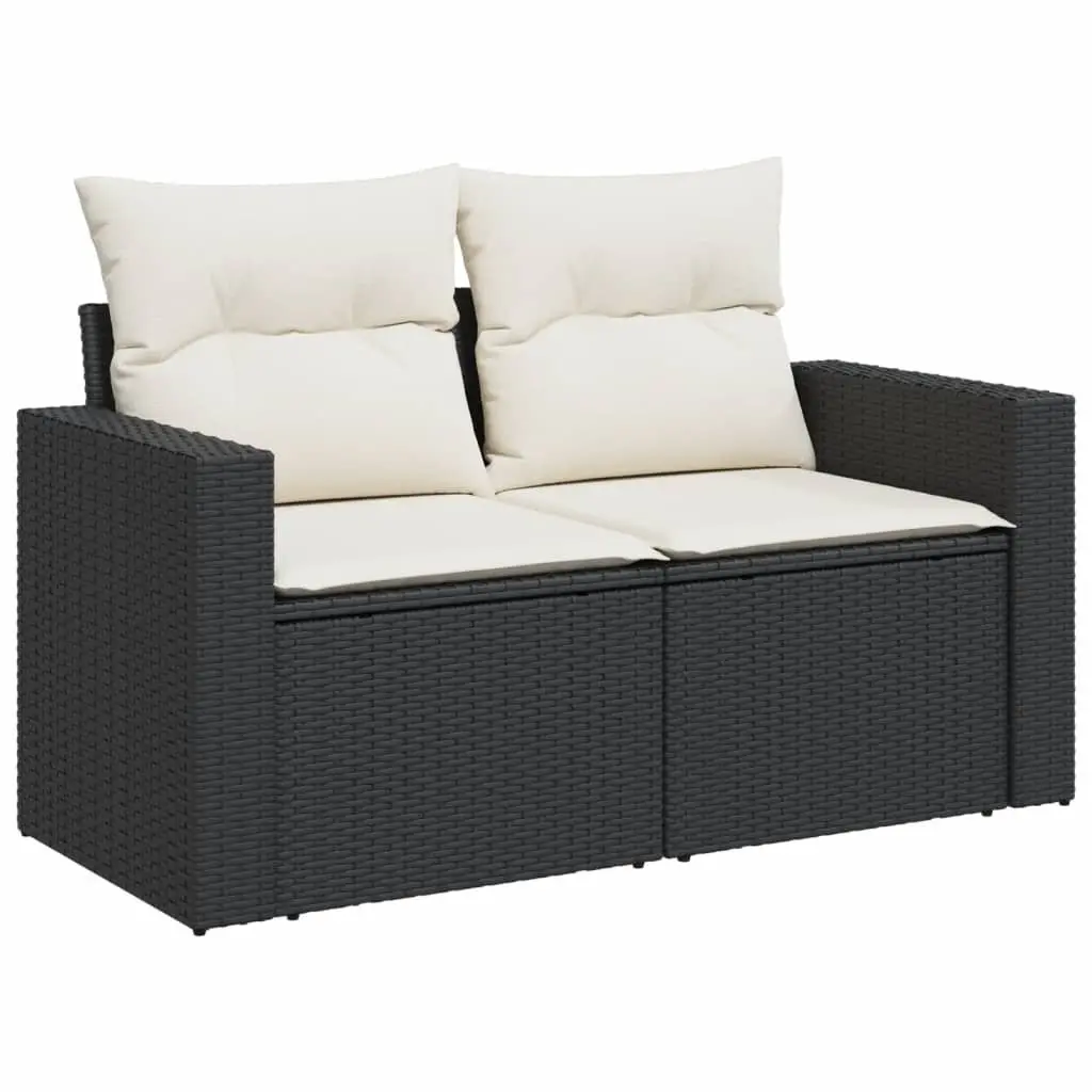 5-Piece Black Poly Rattan Garden Sofa Set