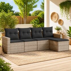 5 Piece Outdoor Modular Sofa Set with Grey Cushions