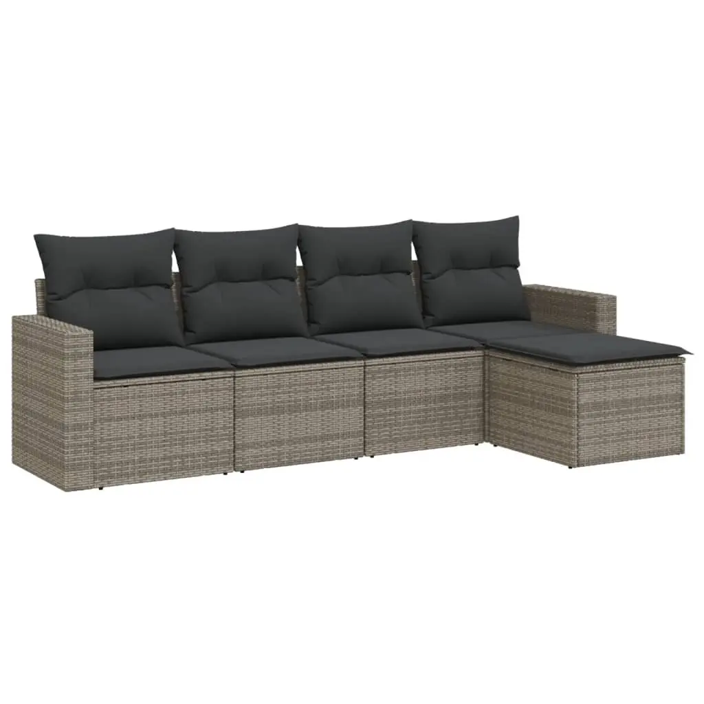 5 Piece Outdoor Modular Sofa Set with Grey Cushions