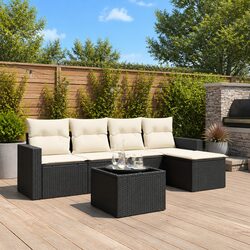 Premium Black Rattan 6-Piece Outdoor Garden Sofa Set
