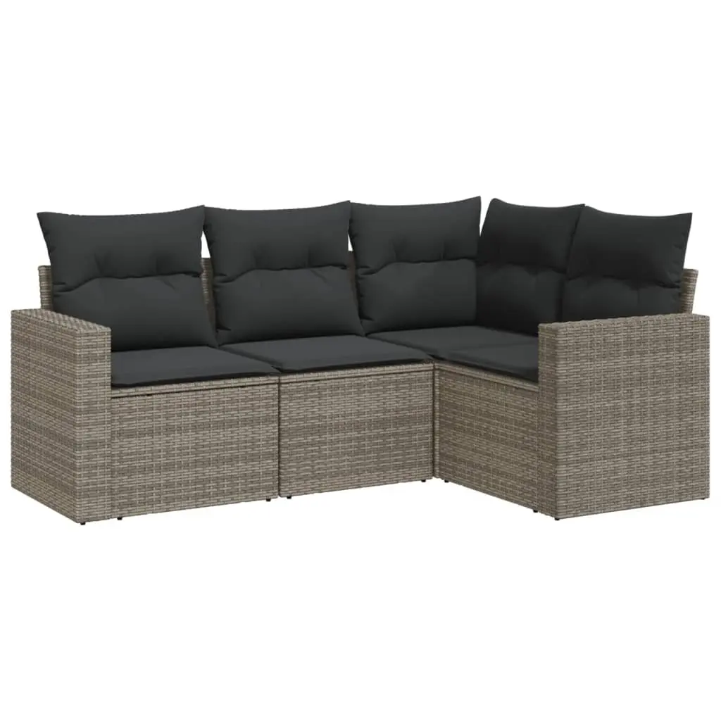 4 Piece Grey Poly Rattan Garden Sofa Set