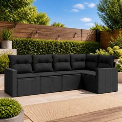 Durable 5-Piece Outdoor Garden Sofa Set in Black