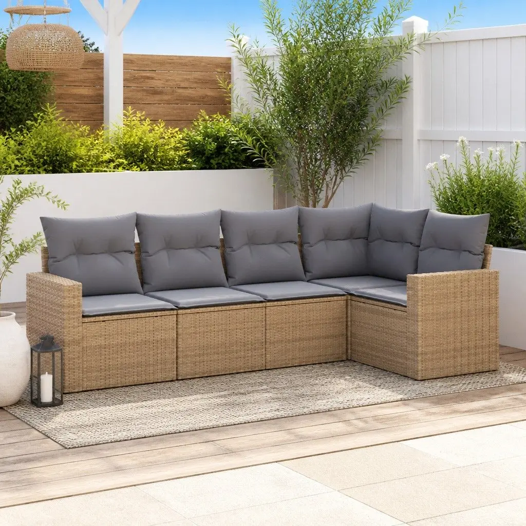 5-Piece Modular Garden Sofa Set for Outdoors with Cushions