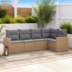 5-Piece Modular Garden Sofa Set for Outdoors with Cushions