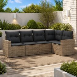 5 Piece Grey Modular Garden Sofa Set for Outdoor Relaxation