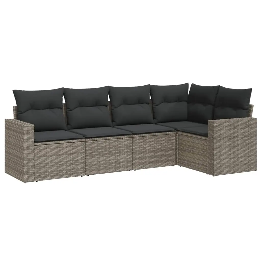 5 Piece Grey Modular Garden Sofa Set for Outdoor Relaxation