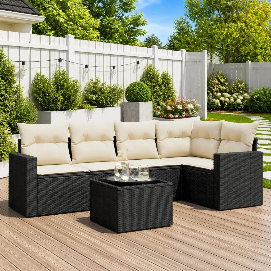 6-Piece Modular Outdoor Sofa Set in Black