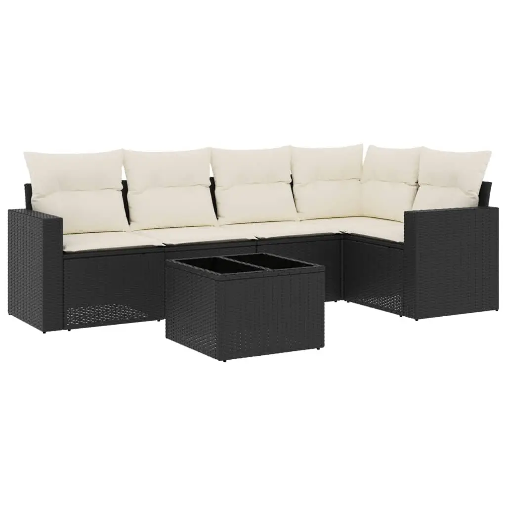 6-Piece Modular Outdoor Sofa Set in Black