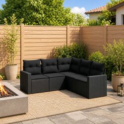 Durable 5 Piece Modular Garden Sofa Set with Cushions