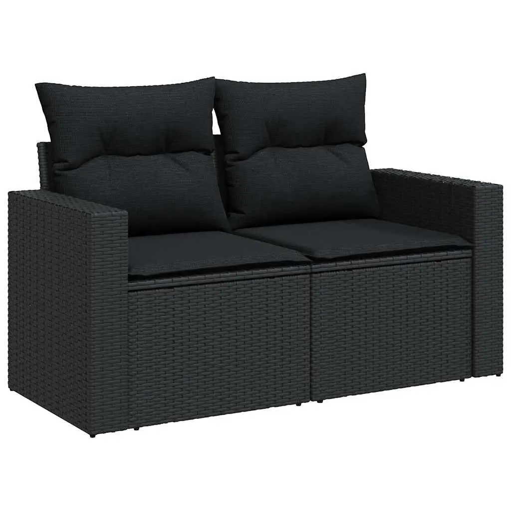 6 Piece Garden Sofa Set PE Rattan Black with Cushions