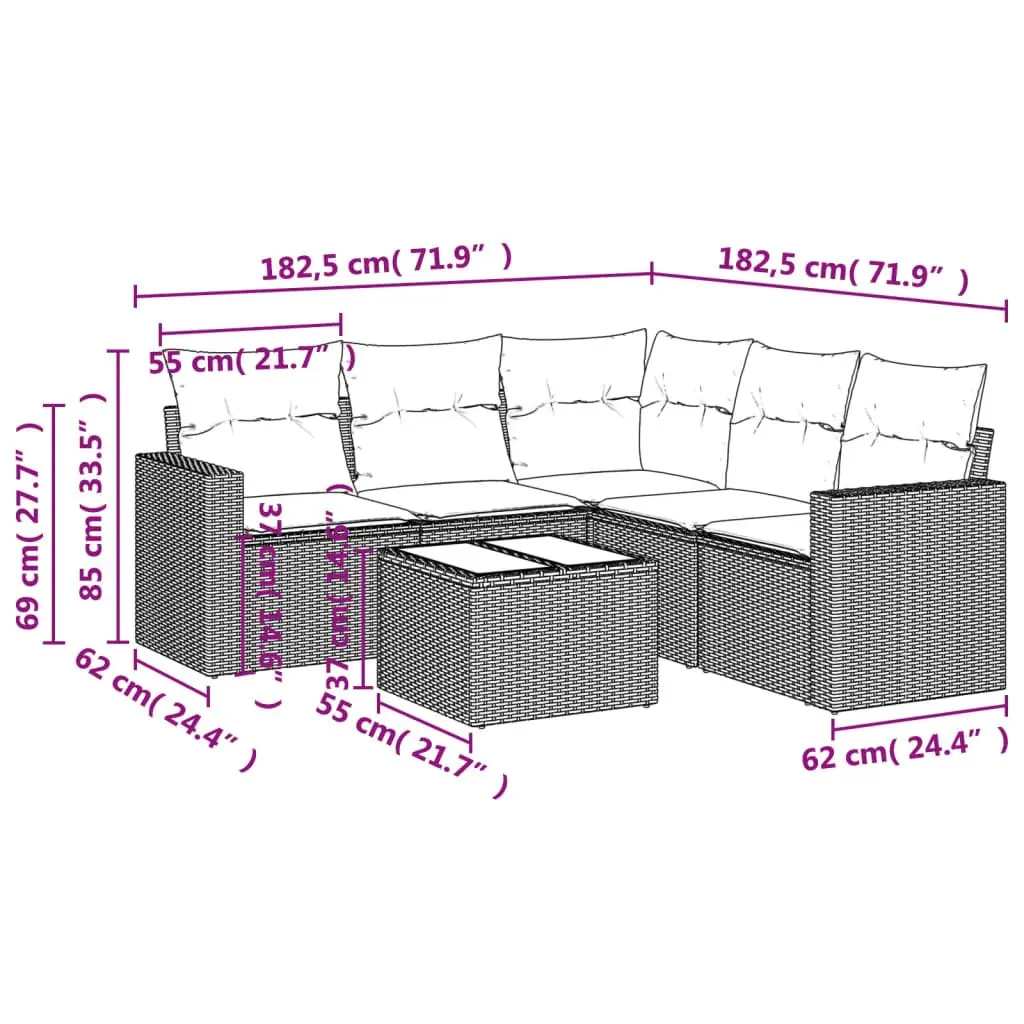 6 Piece Garden Sofa Set with Cushions