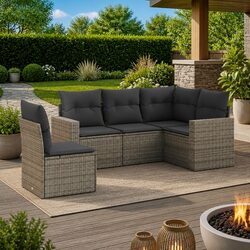 High-Quality 5 Piece Grey Modular Garden Sofa Set