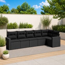 High-Quality 6 Piece Modular Garden Sofa Set in Black