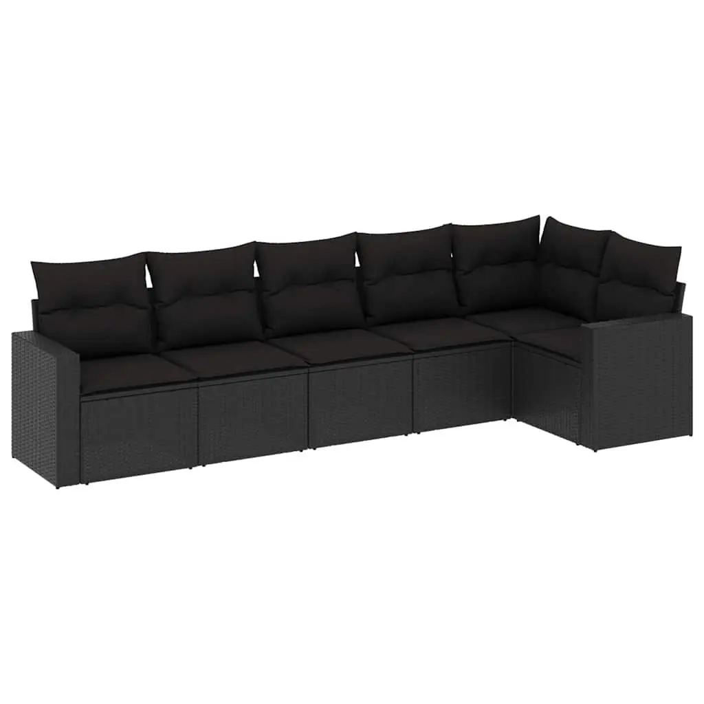 6 Piece Modular Garden Sofa Set in Black